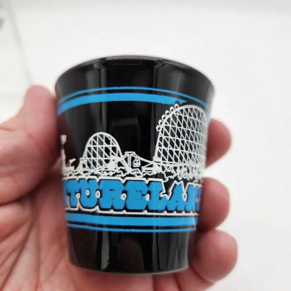 Set of 2 Adventureland Des Moines Iowa Shot Glasses Amusement Park Souvenir